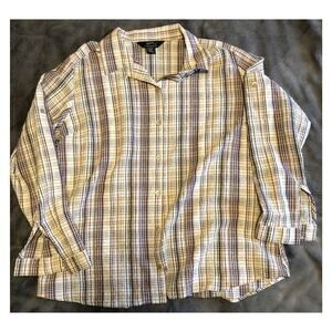 Woolrich Women's Nylon Poly Blend Plaid Button Up Flannel Shirt USA XXL Stretchy